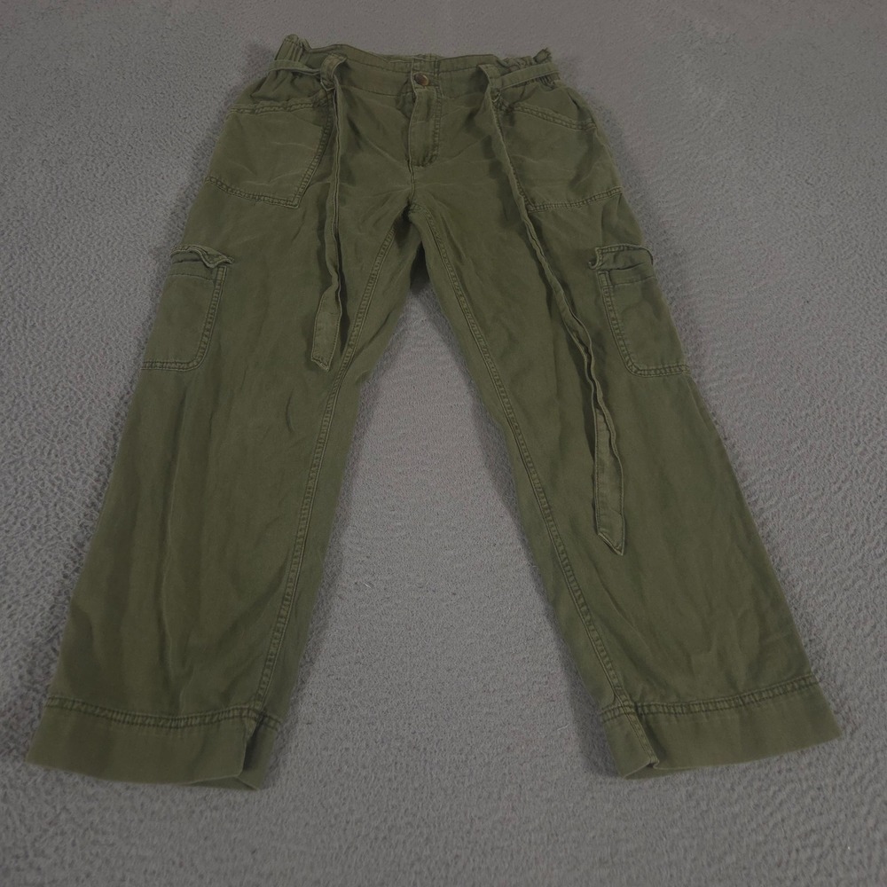 Old Navy Pants Womens Small Green High-Waisted Tie-Belt Cargo Straight Ankle